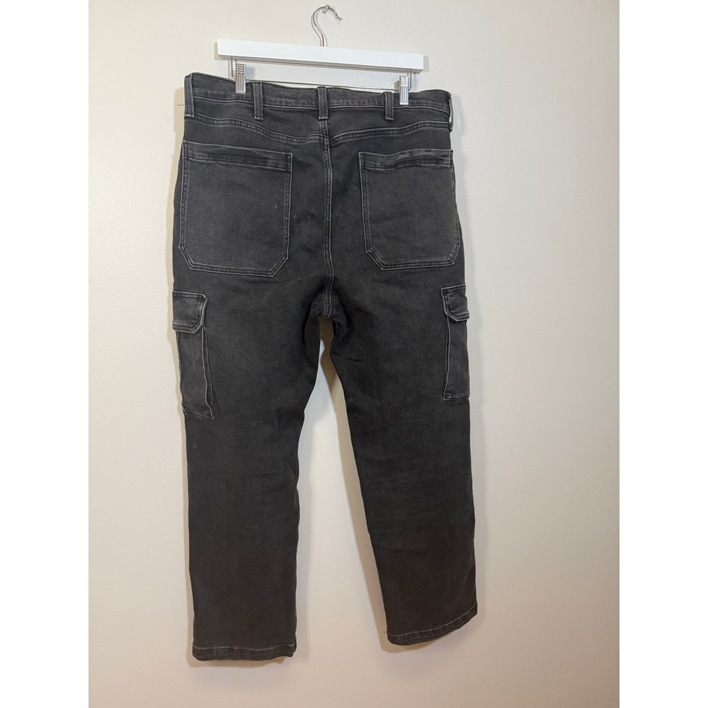 Hollister Cargo Jeans Mens 36x32 Black Baggy Relaxed Fit Utility Denim Pants - Picture 3 of 4